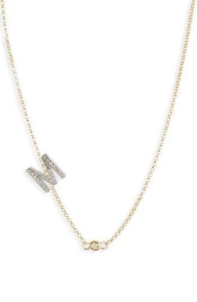Meshmerise Bezel Diamond Initial Chain Necklace - 0.2ct. in Yellow-M at Nordstrom Rack