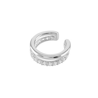 Lucy Quartermaine Melody Double Ear Cuff in 925 Sterling Silver with White Topaz at Nordstrom