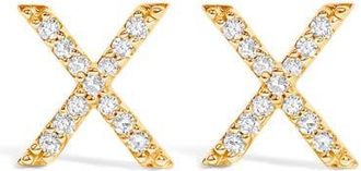 House of Brilliance 10K Gold 1/10 Cttw Diamond Initial A to Z Stud Earring in Yellow Gold | X at Nordstrom