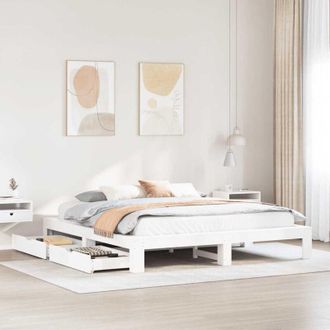 vidaXL Vidaxl - Cama Sin Colch&oacute;n Madera Maciza De Pino Blanca 180x200 Cm