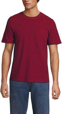 Lands End Short Sleeve Cotton Linen Tee in Red/radiant Navy Stripe at Nordstrom, Size X-Large