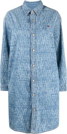 Diesel logo-print shirt dress - women - Cotton - S - Blue