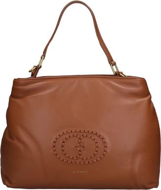 La Carrie Woven Logo Leren Tas - Dames - Schoudertassen - Bruin - ONE Size - Leer - Tassen