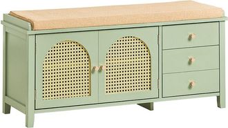 SoBuy Banco zapatero con 2 puertas y 3 cajones madera verde