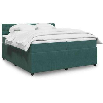 vidaXL Vidaxl - Cama Box Spring Con Colch&oacute;n Terciopelo Verde Oscuro 200x200 Cm