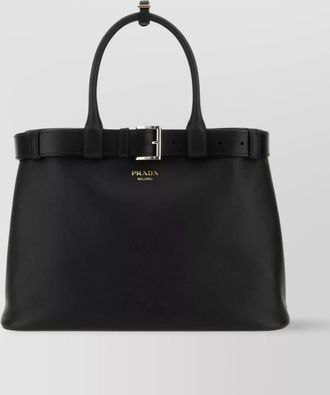 Prada buckle leather large shoulder bag