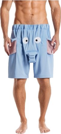 Generic Elephant Pants Men Funny Pajama Bottoms Novelty Humorous 3D Cute Animal Flannel PJS Shorts with Long Nose and Big Ears Soft Loose Nightwear Loungewear