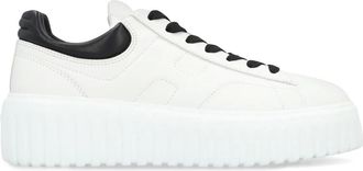 Hogan Sneakers, female, White, 4 UK, Stripes Low-Top Trainers with Leather Insert