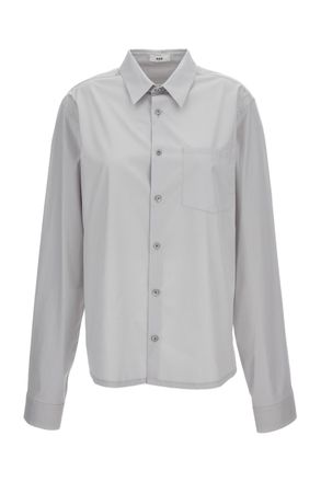 Rier Grey Boxy Cotton Poplin Shirt