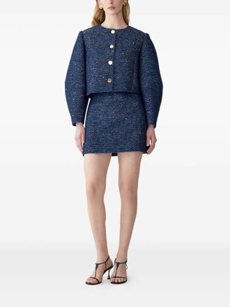 Carolina Herrera Arc-sleeve lurex tweed jacket - Blue