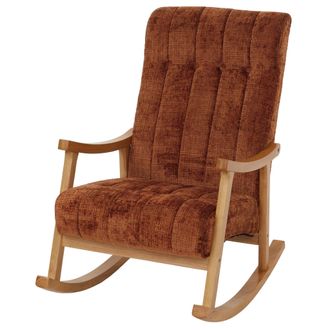 Hhg Silla Mecedora Hhg 857, Sill&oacute;n Relax, Madera Mvg, Tela/tejido Chenilla (465 G/m&sup2;), Terracota, Estructura Natural