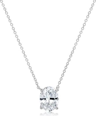 Crislu Oval Cut Cubic Zirconia Pendant Necklace in Pure Platinum/Clear Stone at Nordstrom, Size 16