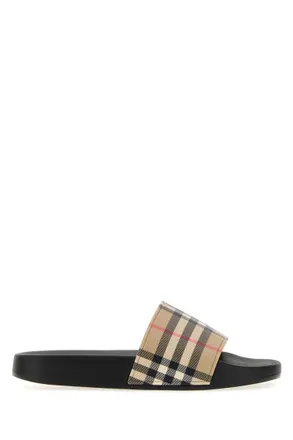 Burberry Beige Checks Slides