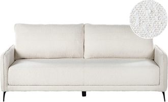 Beliani Sof&aacute; cama 3 plazas Boucl&eacute; Blanco crema