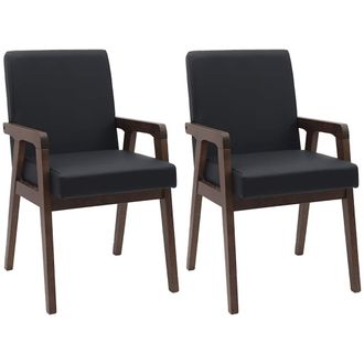vidaXL Sillas De Comedor Con Cojines, 2 Unidades, Color Marr&oacute;n, Madera Maciza, Caucho Vidaxl