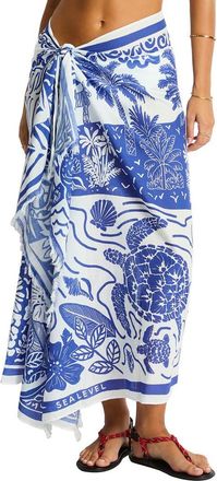 Sea Level Australia Jungle Lino Long Pareo Sarong in Blue at Nordstrom