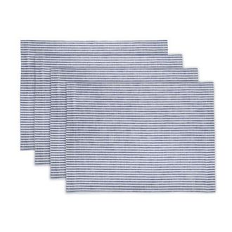Solino Home Linen Placemats - Narrow Stripe, 14 x 19 in Navy And White at Nordstrom, Size Medium