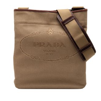 Prada Tweedehands Canvas Canapa Logo Schoudertas