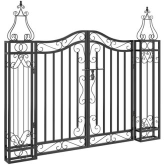 vidaXL Puerta De Jard&iacute;n De Hierro Forjado Negro 121x8x100 Cm Vidaxl