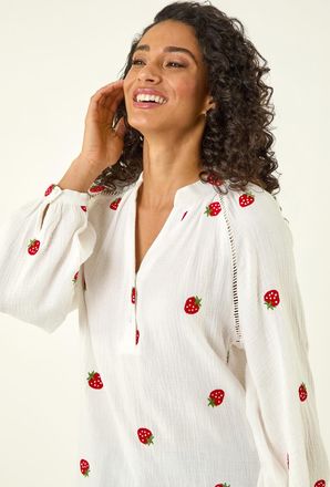 DUSK Strawberry V-Neck Tunic Top