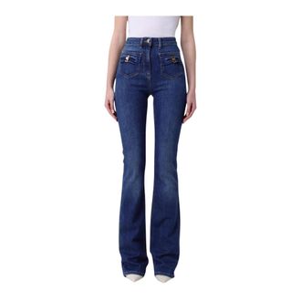 Elisabetta Franchi Dames, Jeans, Blauw, Maat: W32 Katoen