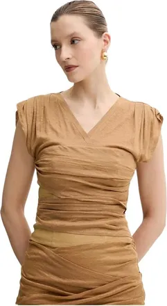 Pinko Pinko, Dames, Blouses & Shirts, Beige, Maat: L Linnen