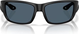 Costa Schoolie 56mm Polarized Rectangular Sunglasses in Matte Black /Gray 580P at Nordstrom