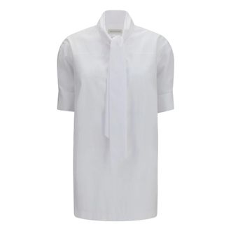 Dries Van Noten Katoenen blouse met sjaaldetail - Dames - Blouses & Shirts - Wit - Maat: M Katoen