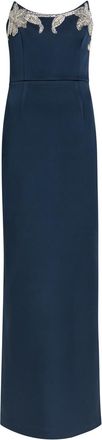 Rebecca Vallance Lessa Embellished Duchess-satin Gown - Navy - 12 (UK12 / M)