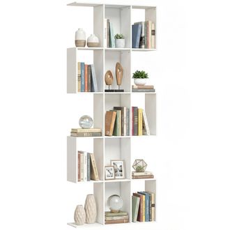 HOMCOM Homcom Estanter&iacute;a De 5 Niveles, Biblioteca Estrecha, Librer&iacute;a En Forma De S, Para Sal&oacute;n, Dormitorio, Estudio, Oficina, 80x24x200 Cm, Blanco