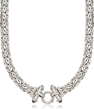 Ross-Simons Sterling Silver Byzantine Necklace With Black Onyx