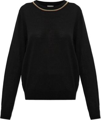 Paul Smith Trui van Merinowol met Regular Fit - Dames - Ronde hals truien - Zwart - S - Wol - Truien & Vesten