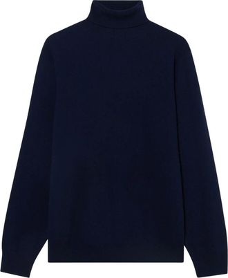 Brooks Brothers Truien & Vesten, Heren, Blauw, 2Xl, Wol, Lamswol coltrui met logo