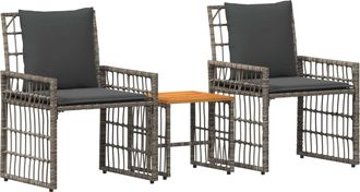 vidaXL Vidaxl Set Di Mobili Da Esterno 3 Pz Nero E Grigio Scuro