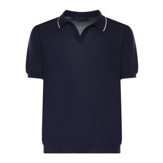 Fay Polo Shirts, male, Blue, Size: 2XL Knitted Polo Shirt