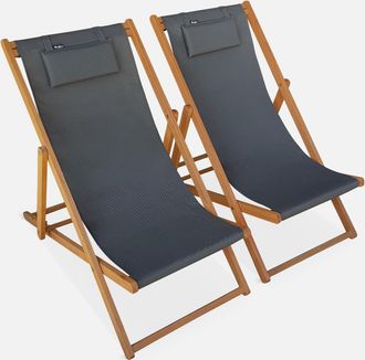 Sweeek Hamaca Plegable De Madera De Eucalipto, Set De 2