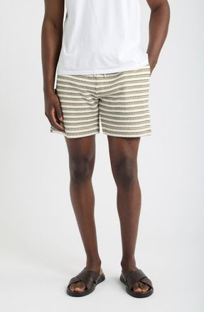 CH&Eacute; Studios Mathias Stripe Cotton Blend Shorts in Khaki - 03 at Nordstrom, Size Xx-Large