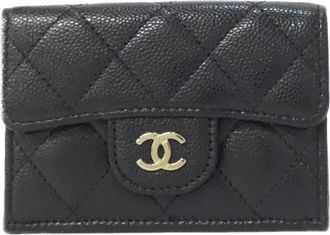 Chanel Black Bordeaux Grained Calfskin Wallet (Tri-Fold) (Pre-Owned)