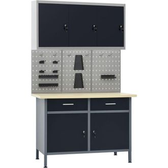 vidaXL Vidaxl - Workbench with Three Wall Panels and One Cabinet
