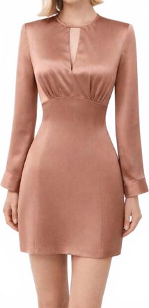 Amanda Uprichard Keyhole Long Sleeve Mini Dress In Rose Bronze