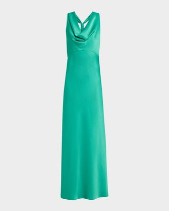 Emanuel Ungaro Katniss Cowl-Neck Halter Gown