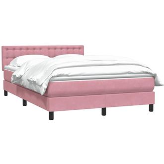 vidaXL Cama Box Spring Con Colch&oacute;n Terciopelo Rosa 140x210 Cm Vidaxl