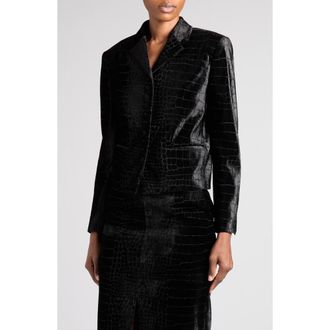 Tom Ford Croc Jacquard Velvet Jacket in Black at Nordstrom, Size 40