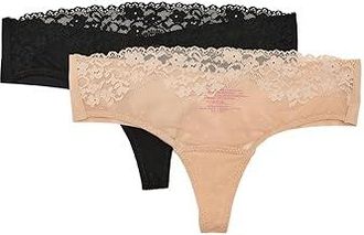 Commando 2 Pack Double Take Lace Thongs Womens Underwear Pack : LG/XL, Elastane/Nylon