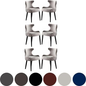 Life Interiors Life Interiors - Juego De 6 Sillas De Comedor De Terciopelo Oxford Lux: Sillas Tapizadas Para Comedor, Cocina: Gris Claro