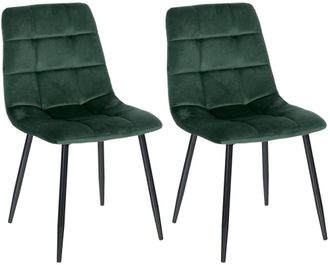 Clp Set de 2 sillas con patas de metal y asiento en terciopelo verde