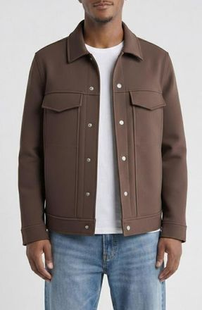 Bagatelle Double Face Performance Twill Trucker Jacket in Chocolate at Nordstrom, Size X-Large