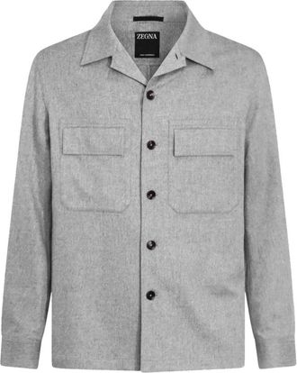 Ermenegildo Zegna Grijze Wol Casual Jas - Heren - Zomerjassen - Grijs - M - Wol - Jassen