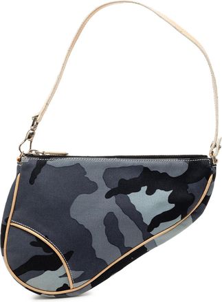 Dior Pre-owned Womens Mini Canvas Camouflage Saddle Pochette - Blue Textile - One Size