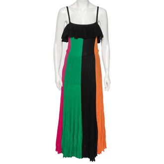 Ferragamo Multicolor Pleated Knit Maxi Dress